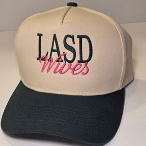 Hat Tan with Green and Pink Stitch